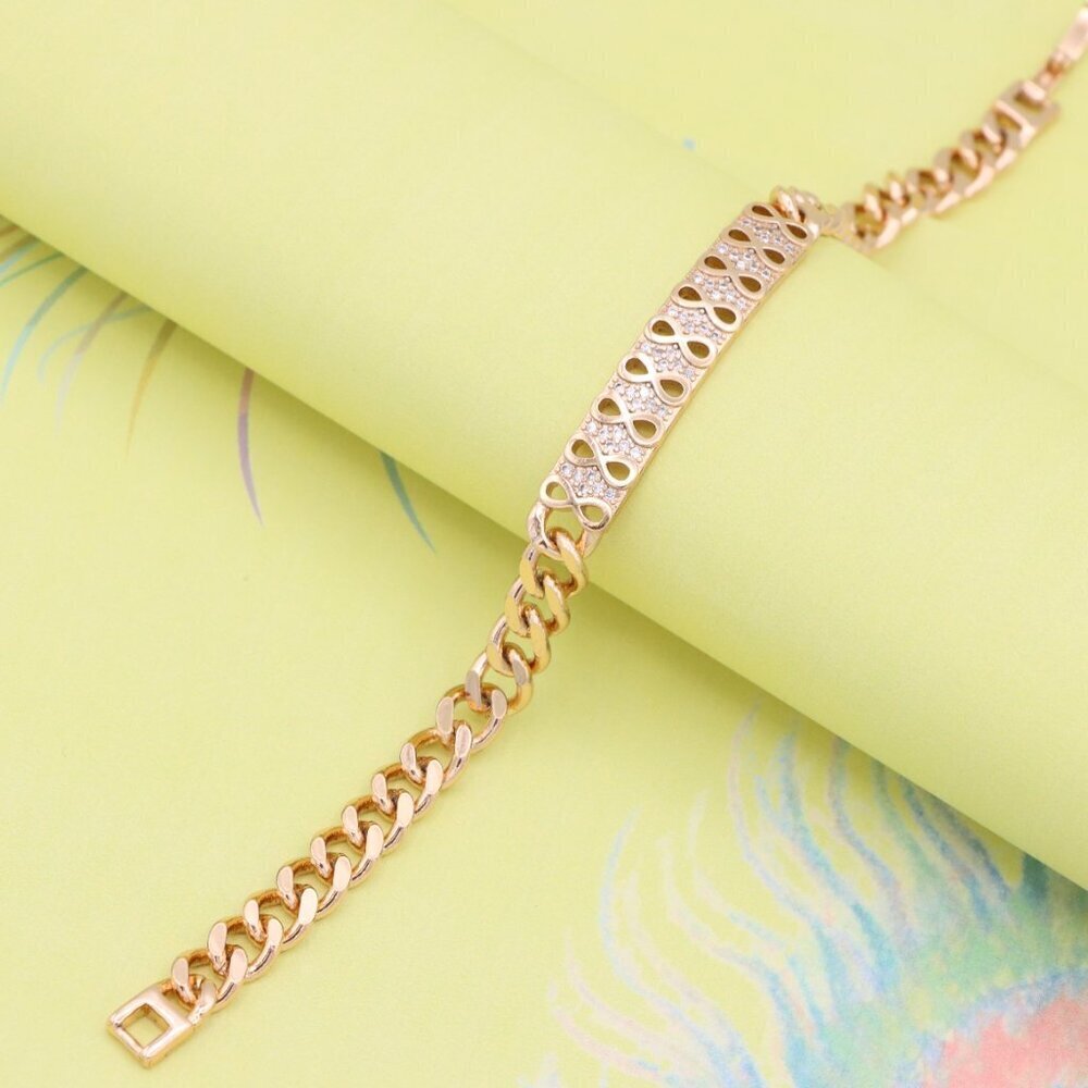 "Elegant Infinity Pattern Rose Gold Bracelet with Sparkling CZ Stones, XPBL0965